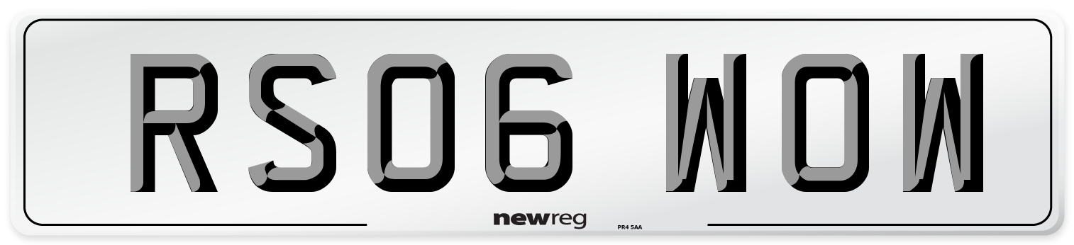 RS06 WOW Number Plate from New Reg